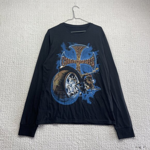 Retro BOOT West Coast Choppers Long Sleeve Shirt Men L Motorcycle Distresse READ - Picture 1 of 11